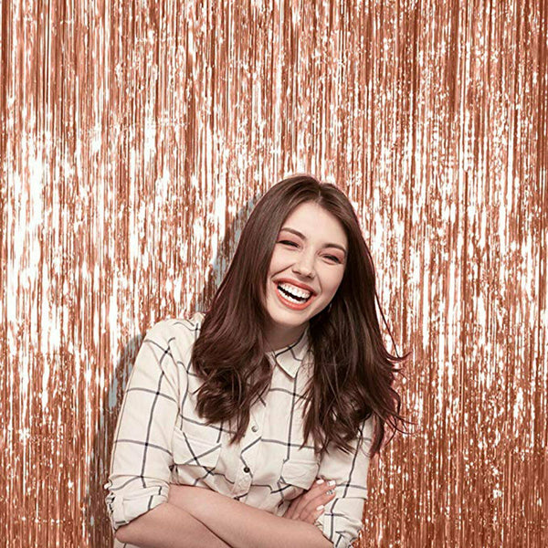 Rose Gold Foil | Metallic Tinsel Curtain | Foil Backdrop | Wedding Birthday Decor