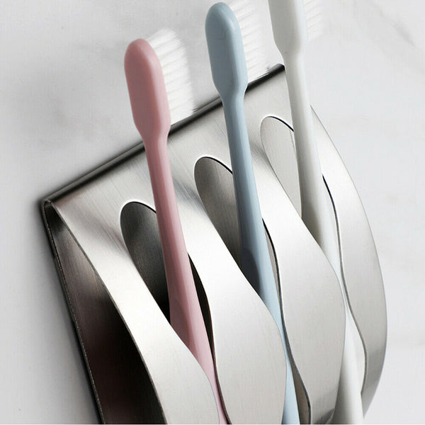 Toothbrush Wall Mount Holder Stainless Steel Suction Cups Bathroom Organizer - Lets Party
