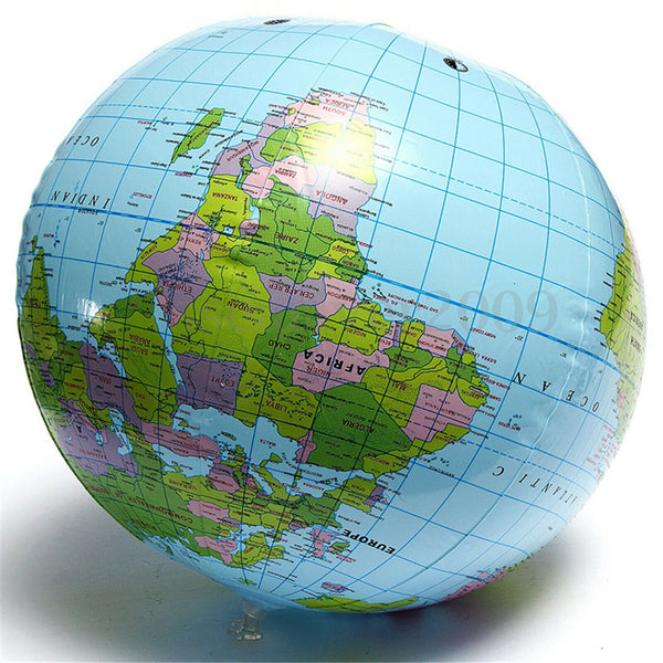 30cm Inflatable World Globe Earth Teaching Geography Map Beach Ball Kids Toy - Lets Party