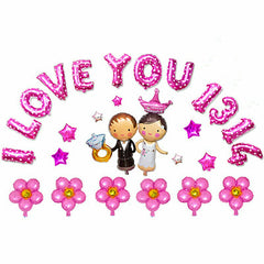 26pcs Foil Letter Balloons Number Balloon I LOVE YOU Wedding Party Decorations