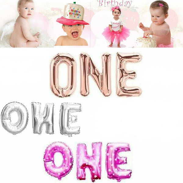 40cm Baby ONE Foil Helium Balloons Boy Girl Baby Shower Happy Birthday - Lets Party