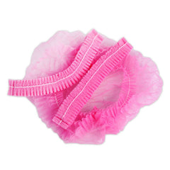 100x Pink Disposable Hair Net Cap Non Woven Anti Dust Stretch Elastic Work Hat Cover