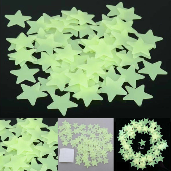 100-200Pcs Home Wall Glow In The Dark Stars Stickers Baby KIDS Decal Luminous AU - Lets Party
