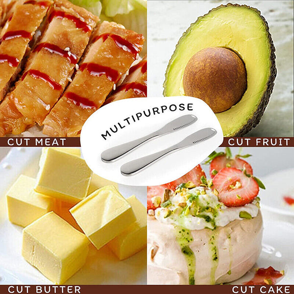 Stainless Steel Butter Knife Cold Hard Butter Serrated Edge Spreader Cheese Jam