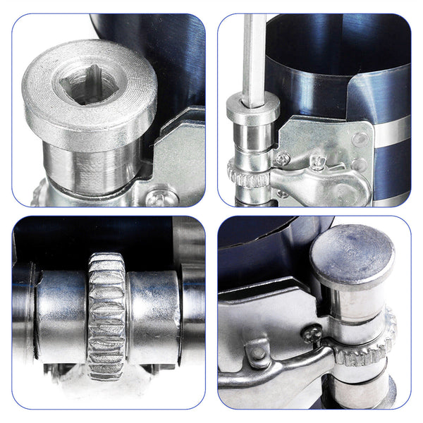 1Set Piston Ring Compressor Automobile Installation Clamp + Embedded Pliers Tool