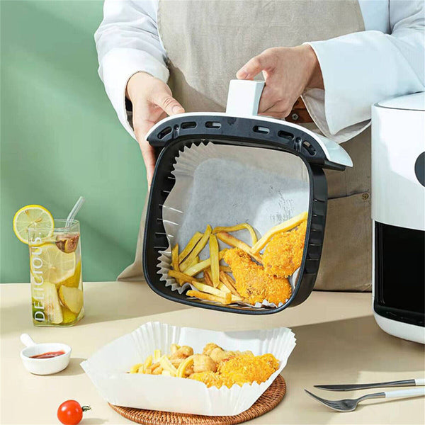 50/100x Disposable Liner Pan Parchment Oil Non-Stick Air Fryer Paper Baking Oven