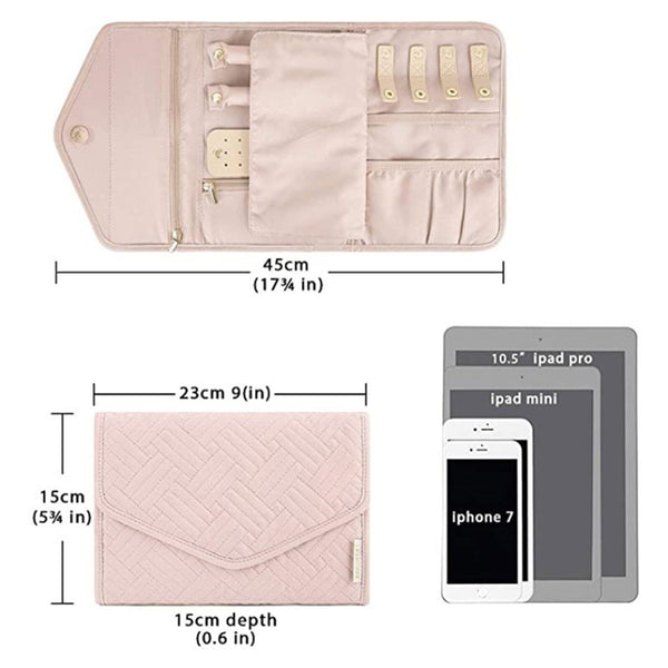 Travel Portable Jewelry Organizer Pouch Roll Foldable Jewelry Case Storage Bag