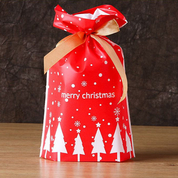 10PCS Plastic Candy Bags Christmas Elk Candy Sweet Treat Bags Biscuit 15*23.5CM