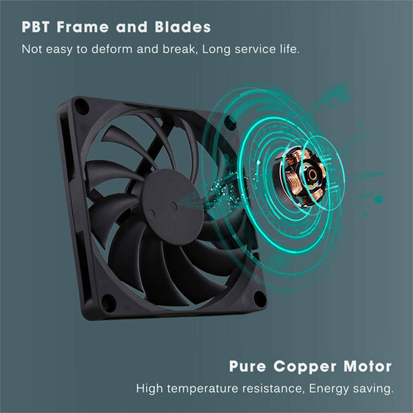 4PCS Brushless Silent Compute Fan 80x80x10mm DC 12V PC Case Cooling Fans Black A - Lets Party