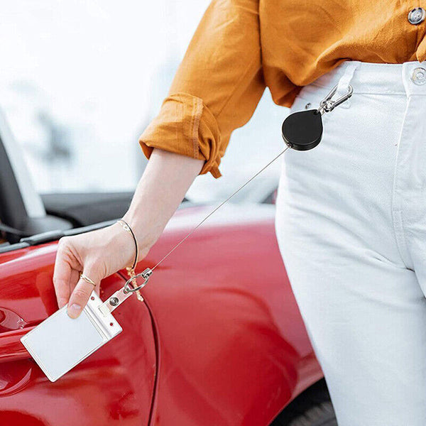 Heart Retractable Key Chain Heavy Duty ID Card Clip Lanyard Extendable Keychain - Lets Party