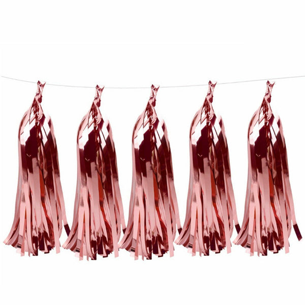 10/20x Rose Gold Tassel Garland Metallic Tinsel Foil Birthday Party Balloon Drop