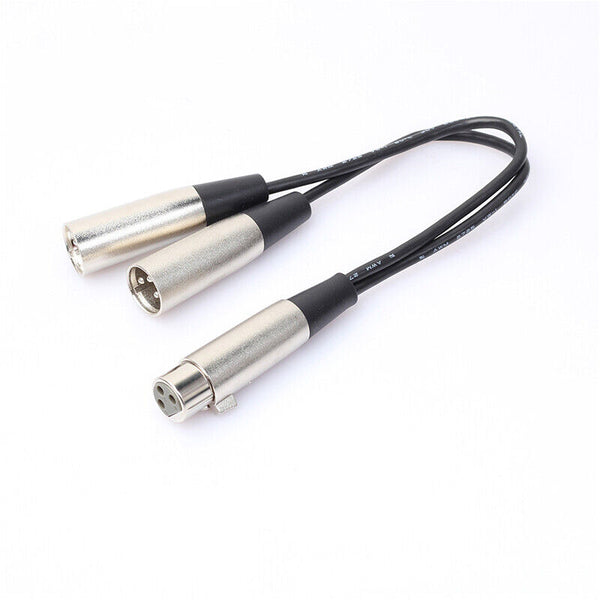 Y Adapter One 1 x Female to Two 2 x Male XLR Splitter Cable Lead Short Dual DMX