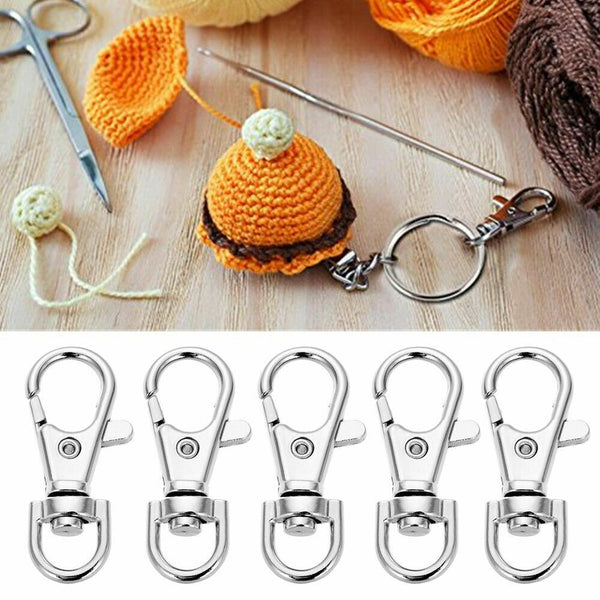 100pcs Swivel Lobster Clasp Clips Hook Alloy Key Ring Split Keychain Durable Diy