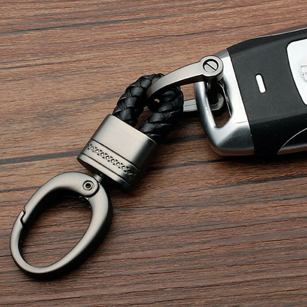 2PCS Hand-Woven Metal Leather Key Chain Ring Keyfob Car Keyring Keychain Gift AU