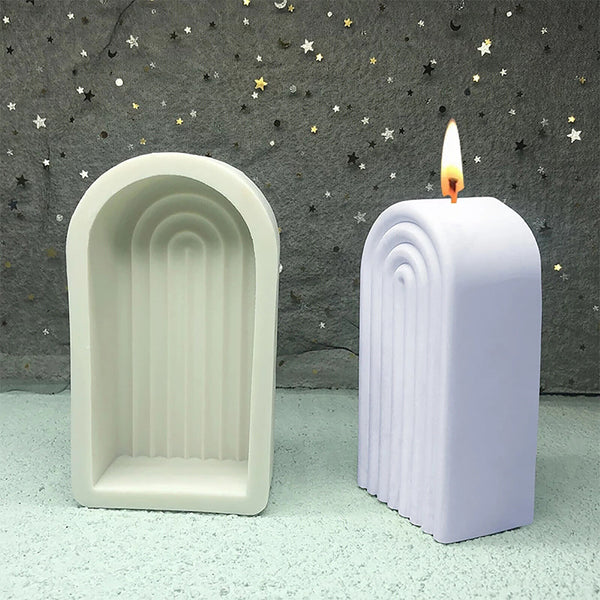 Rainbow U Candle Silicone Mold Striped Making Scented Simple Crafts Moulds DIY