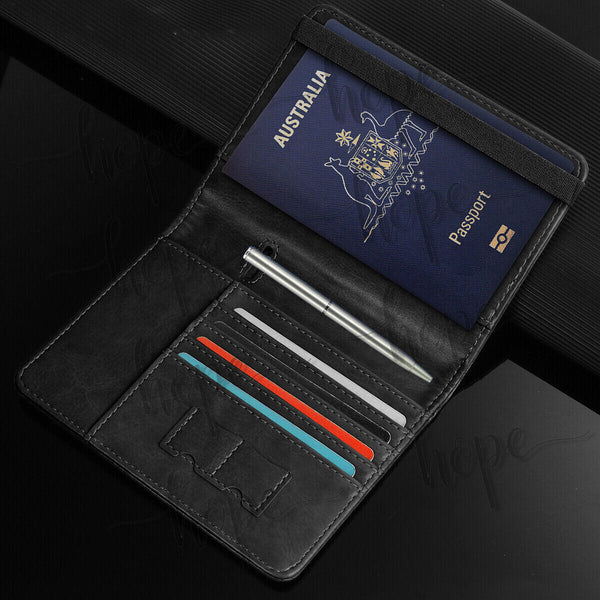 Travel Passport ID Wallet Holder Cover RFID Blocking Card Case Cover PU Leather - Lets Party