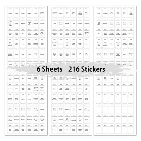 216/432Pcs DIY Spice Storage Jar Labels Stickers Decals Pantry Kitchen Labels AU