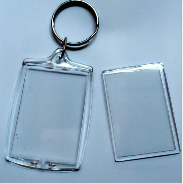 5pcs Clear Acrylic Blank Photo Picture Frame Key Ring Keychain Keyring Gift AUS