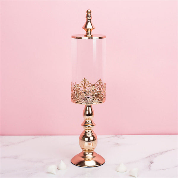 40/46cm Wedding Gold Candy Jar Dessert Table Decor Covered Biscuit Glass Storage