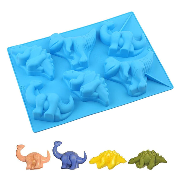 1-2X 3D 6 Dinosaur Silicone Mold Chocolate Baking Mould DIY Candy Jelly Ice Cube