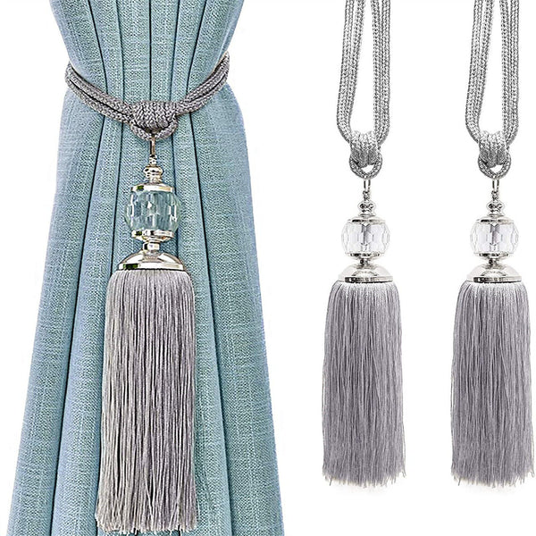 Pair Of Curtain Holdbacks Rope Tie Backs Tassel Tiebacks Crystal Pearl Ball Home