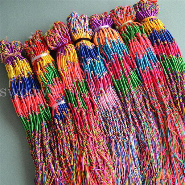 10pcs Boho Bracelets Handmade Thread Woven Friendship Cords Hippie Anklet Braid
