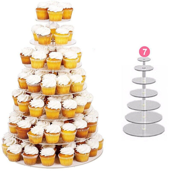 3/4/5/6/7/Tier Acrylic Clear Round Cupcake Cake Stand Birthday Wedding Party AU