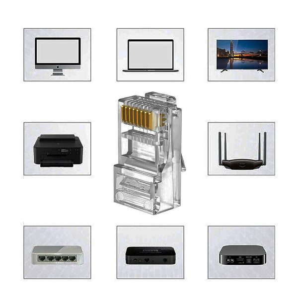 50X RJ45 Connector CAT6 Plug Modular Crimp 8P8C CAT5e Network Ethernet Cable AU