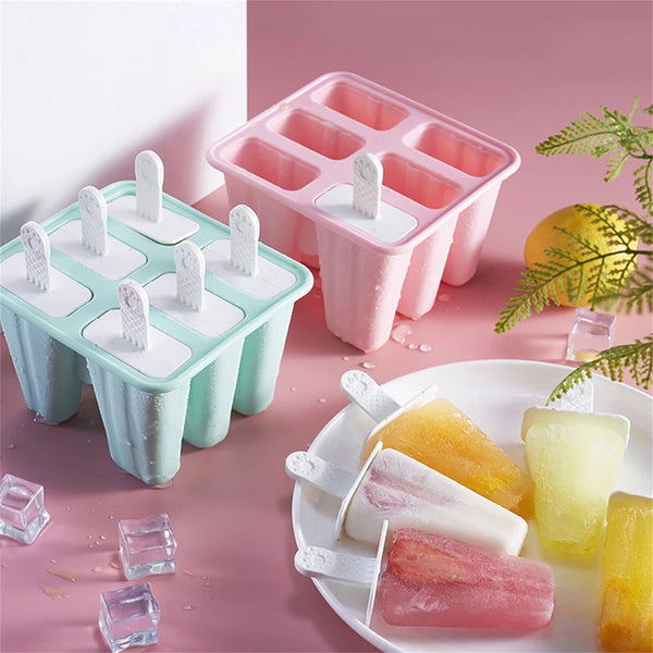 Silicone Ice Cream Mould Block 6 Cavity Frozen Molds Icy Pole Jelly Ice Lolly AU
