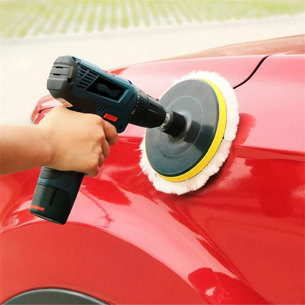 125mm Wool Polishing Pad 5'' Sheepskin Buffing Pads Hook and Loop Back Cutting A