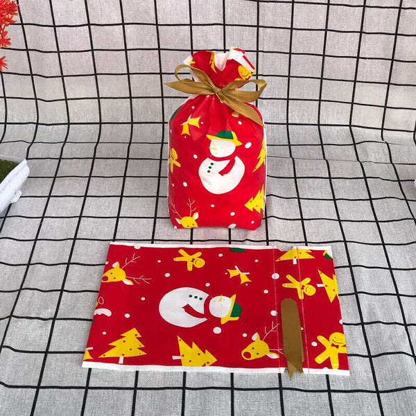10PCS Plastic Candy Bags Christmas Elk Candy Sweet Treat Bags Biscuit 15*23.5CM