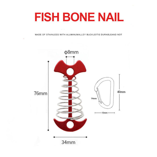 10pcs Tent Stakes Deck Anchor Pegs Camping Outdoor Spring Fishbone Fixed Nails