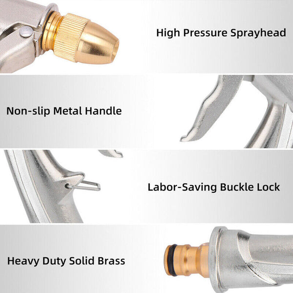 2PCS High Pressure Water Spray Gun Brass Nozzle Garden Hose Pipe Lawn Car Wash