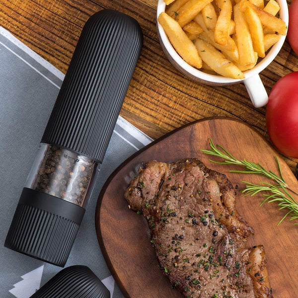 Electric Salt Pepper Mill Grinder Battery Powered LED Light Adjustable
