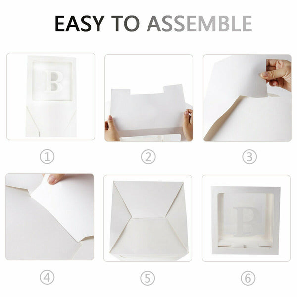 4Pcs/Set Cube Clear BABY Balloon Box Boxes Baby Shower Party Decoration White AU