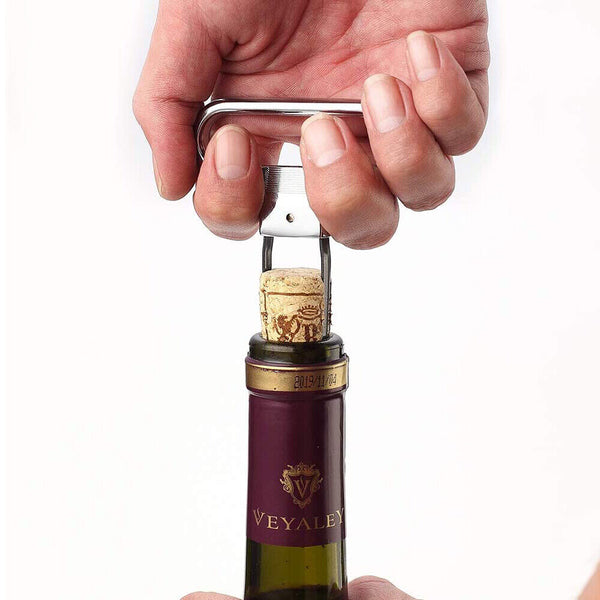 Wine Bottle Opener Cork Two-Prong Puller Damaged Cork Remover Chrome Sheath AU