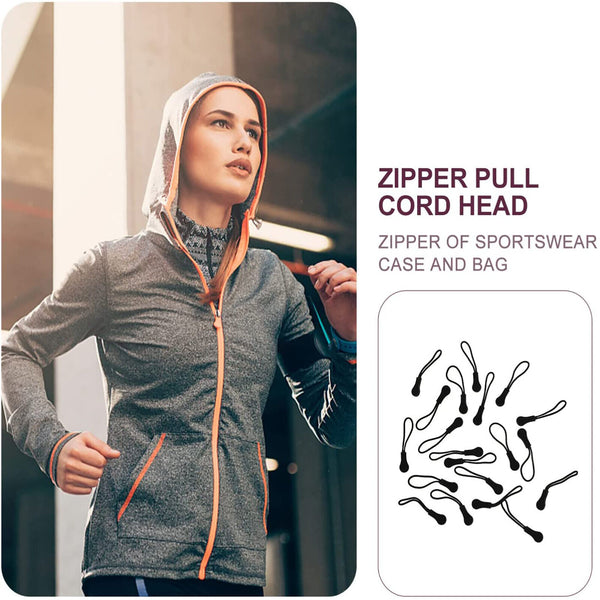 100Pcs Zipper Pulls Zipper Pullers Replacement Broken Zip Cord Puller Black Cord - Lets Party