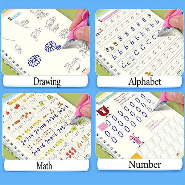 4X Groovd Magic Copybooks Grooved Children's Handwriting Book Practice Set Gift