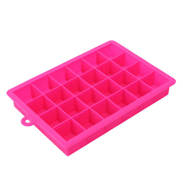 24 Grids Silicone Ice Cube Tray With Lid Mold Maker Tool Square Mould Container