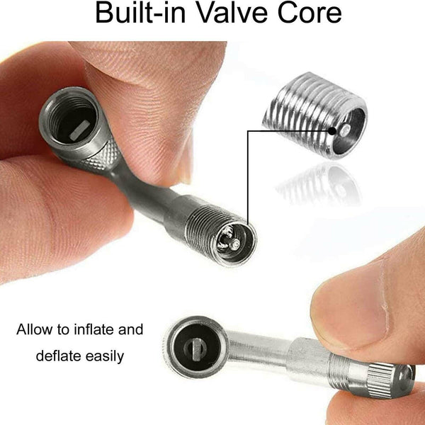2X Car Motorbike Tyre Valve Extension Adaptor 90 Degree Angle Silver Nozzles
