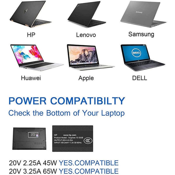 USB-C Type-C Adapter Laptop Charger 65W 45W For Lenovo ThinkPad Acer Dell HP - Lets Party