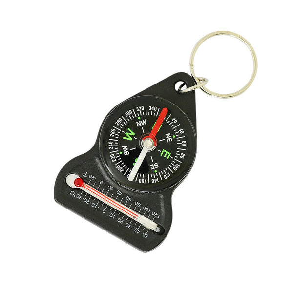 3-in-1 Compass Thermometer Outdoor Hiking Tactical Survival Carabiner Key Ring