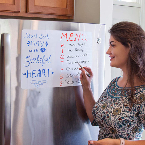 A4 A5 Fridge Magnetic Whiteboard + Board Pen Marker Eraser Memo Reminder Magnet - Lets Party