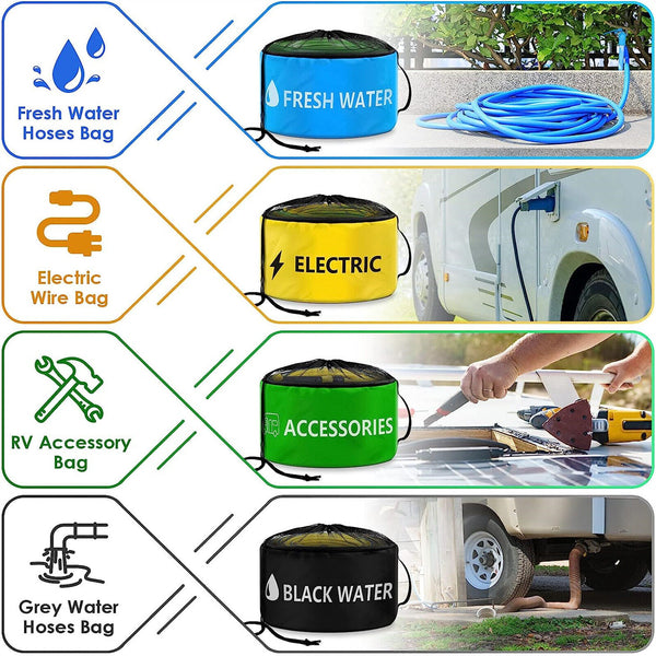 Hose Bag Caravan Camping RV Cable Organizer Water Hose Electrical Cords Storage