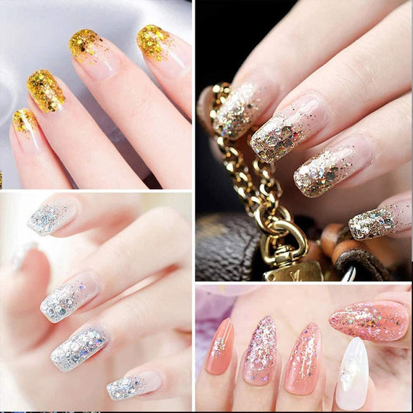 12 Color Holographic Nail Sequins Glitter Flakes Sparkle Confetti Art Decal AU
