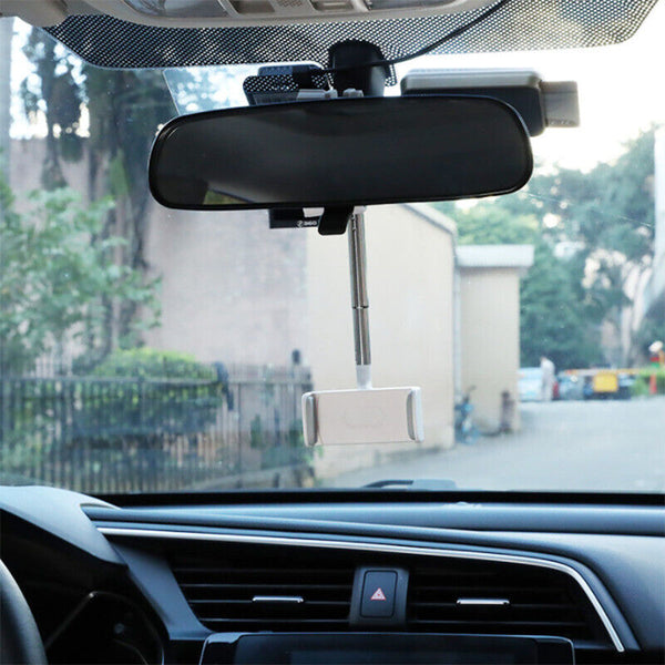 360° Rotatable Retractable Car Phone Holder Rearview Mirror Multifunctional AU