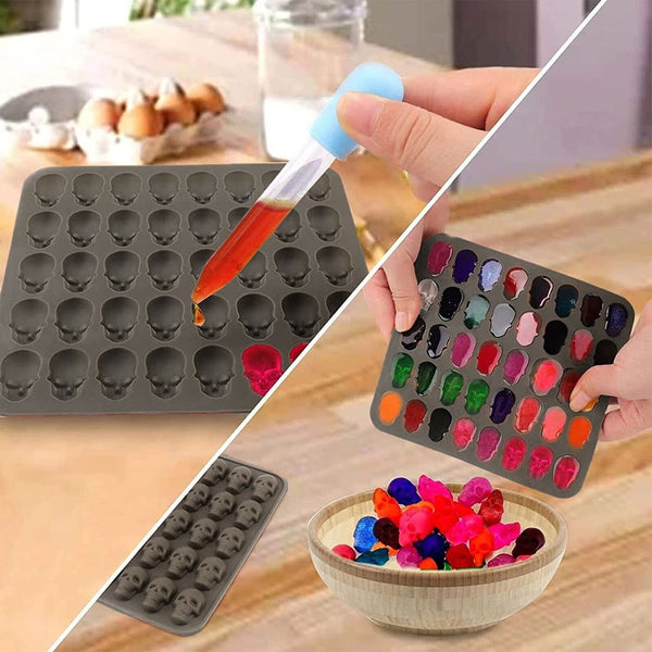 40 Cavity Skull Gummy Jelly Candy Silicone Mould Cake IceTray Halloween Molds AU