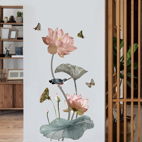Lotus Flower Chinese Calligraphy Wall Stickers Vinyl Decal Home Decor Art Mural - Lets Party