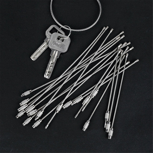 50X Wire Keychain Cable Key Ring Chain Stainless Steel Rope Outdoor Hiking Lock