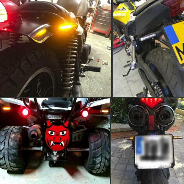 4X Motorcycle Indicators LED Turn Signal Flowing Water Light Amber Blinker Lamp - Lets Party